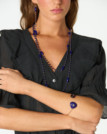 LONG BLUE GLASS NECKLACE