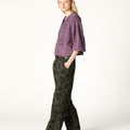 GREEN FLORAL CORDUROY PANTS
