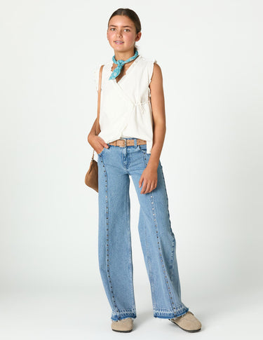 CRISS-CROSS DOBBY SLEEVELESS SHIRT