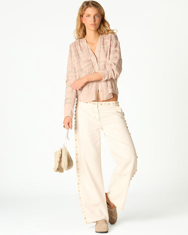 HERRINGBONE INSERT SHIRT ECRU