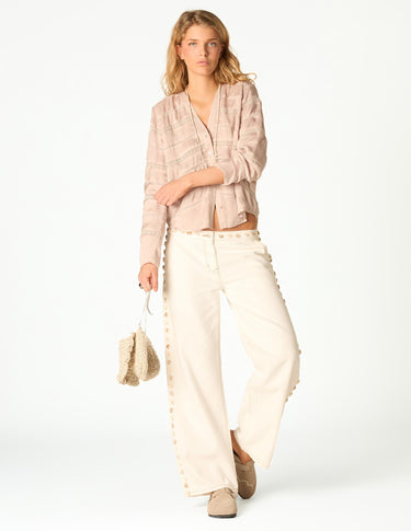 HERRINGBONE INSERT SHIRT ECRU