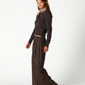 PANTALON PLIEGUE CUADRO MARRON