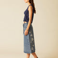 NAVY BLUE RUFFLED STRAP T-SHIRT