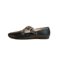 BLACK STUDDED BALLERINA FLAT