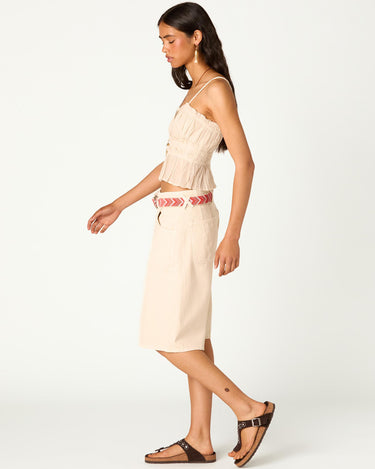 ECRU GATHERED TOP