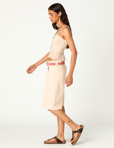 ECRU GATHERED TOP
