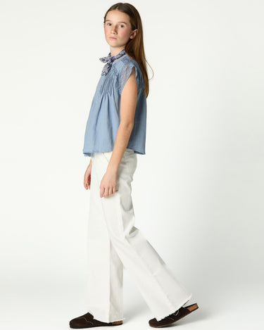 GATHERED BUTTON-DOWN SHIRT ANILINE BLUE