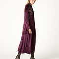 BURGUNDY EMBROIDERED VELVET DJELLABA