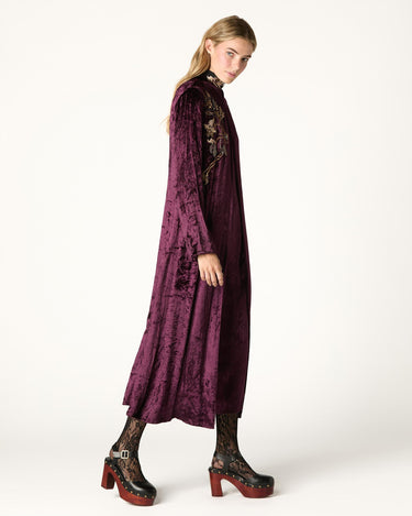 BURGUNDY EMBROIDERED VELVET DJELLABA