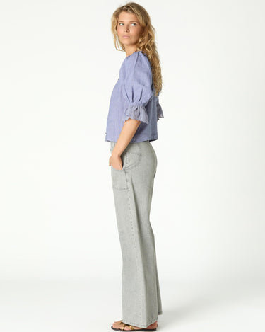 LINEN LACE ANILINE BLUE SHIRT