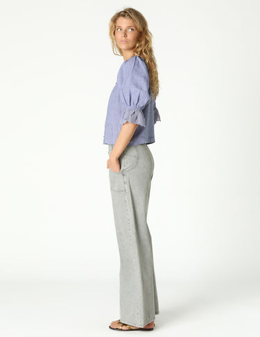 LINEN LACE ANILINE BLUE SHIRT