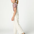 WHITE DUNGAREES EMBROIDERED POCKETS