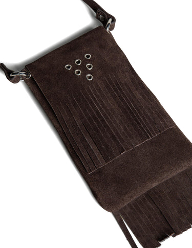 SUEDE FRINGED BROWN BAG