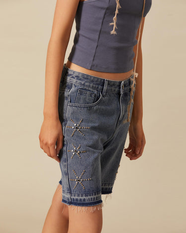 SHORT DENIM STARS STUDS
