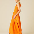ORANGE ELASTICATED DRESS