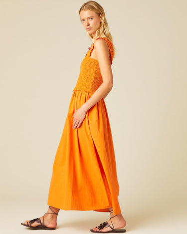 ORANGE ELASTICATED DRESS