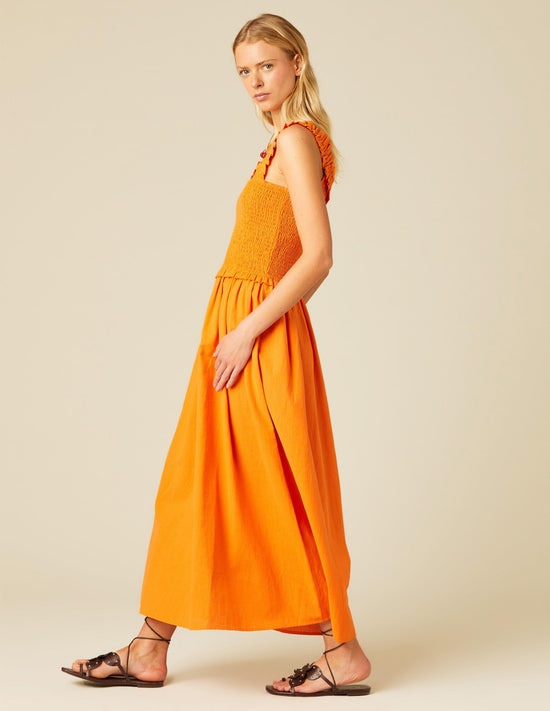 ORANGE ELASTICATED DRESS