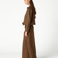 BROWN STRIPED POCKET BUTTON TROUSERS