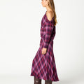 FALDA CUADROS MIDI PLUM