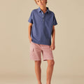 RED STRIPED CARGO SHORTS
