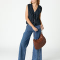 SLEEVELESS RUFFLED TOP ANTHRACITE