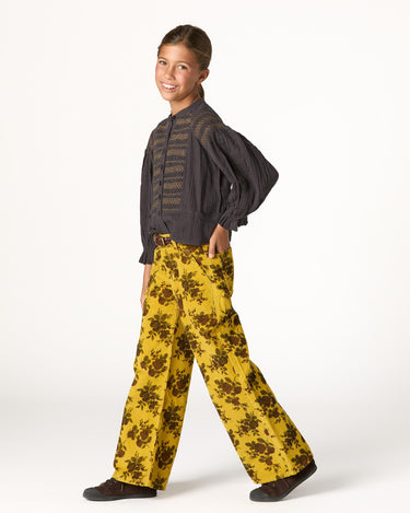 CURRY FLORAL CORDUROY PANTS