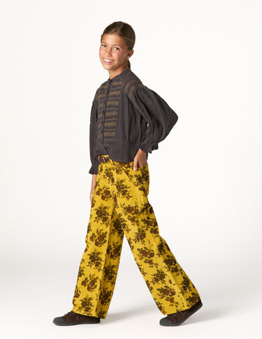 CURRY FLORAL CORDUROY PANTS
