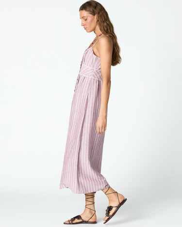 BURGUNDY STRIPED DRESS