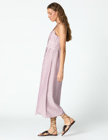 BURGUNDY STRIPED DRESS