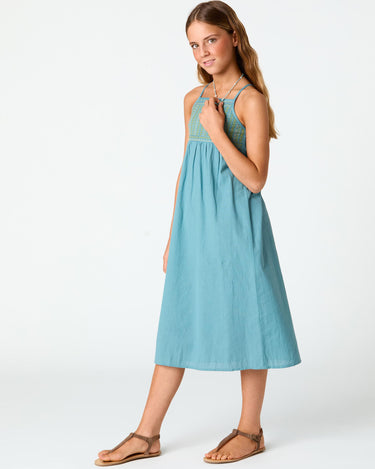 EMBROIDERED POND STRAPPY DRESS
