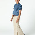 RUFFLED DENIM SHIRT