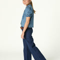 STRIPED BLUE DENIM TROUSERS