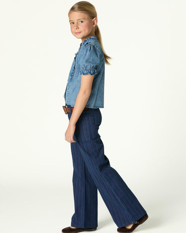 STRIPED BLUE DENIM TROUSERS