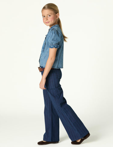 STRIPED BLUE DENIM TROUSERS