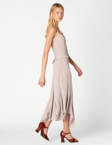 LIGHT GREY ASYMMETRIC HEM SKIRT