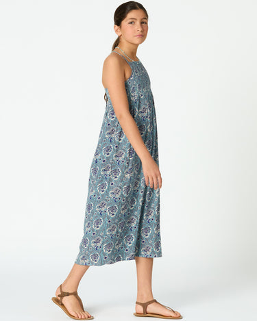 GARDEN POND PRINT STRAPPY DRESS