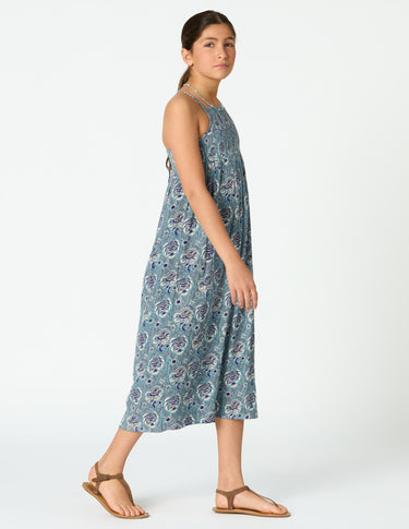 GARDEN POND PRINT STRAPPY DRESS