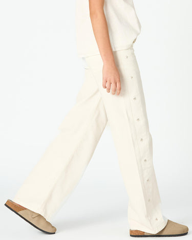 WHITE DENIM SIDE STARS JEANS