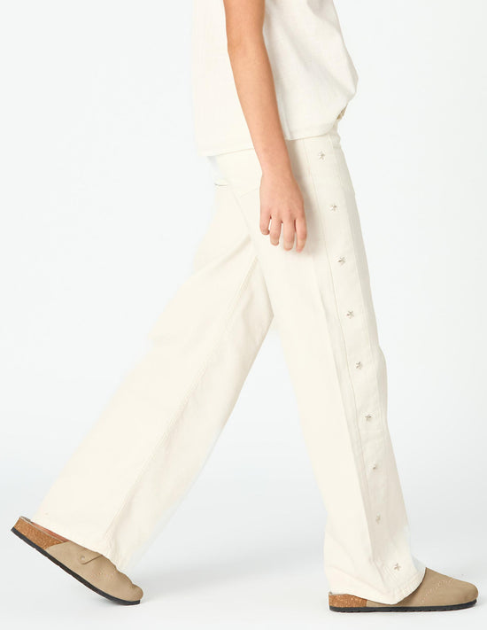 WHITE DENIM SIDE STARS JEANS