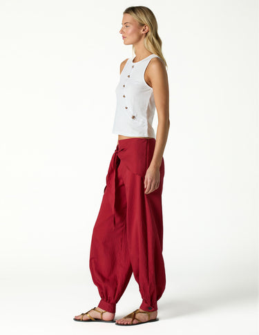 RED TIED HAREM TROUSERS