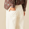 PANTALÓN BOLSILLOS PESPUNTES RAYAS BLANCO
