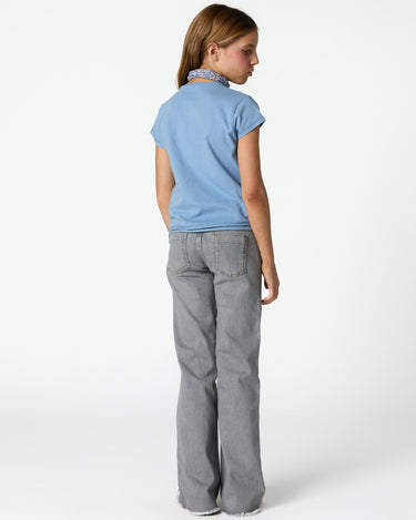 SMOCKED ANILINE BLUE T-SHIRT