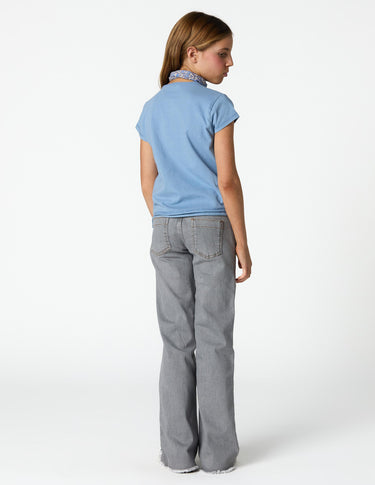 SMOCKED ANILINE BLUE T-SHIRT