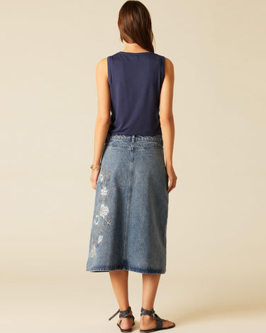 NAVY BLUE RUFFLED STRAP T-SHIRT