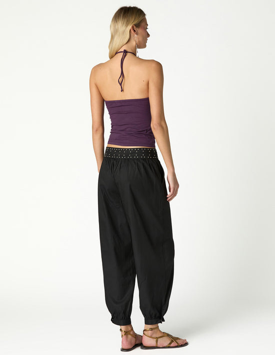 BLACK STUDDED HAREM TROUSERS
