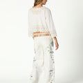 LACE BUTTON-UP SHIRT IN ECRU