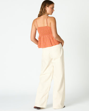 ORANGE BUTI STRAP TOP