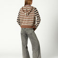 KNITTED STRIPED JACKET BROWN