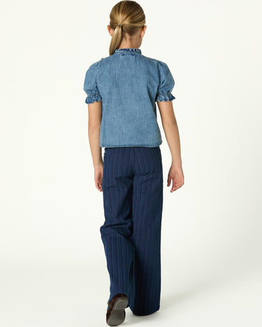 STRIPED BLUE DENIM TROUSERS
