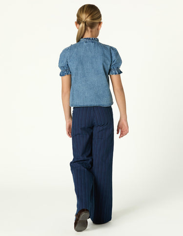 STRIPED BLUE DENIM TROUSERS